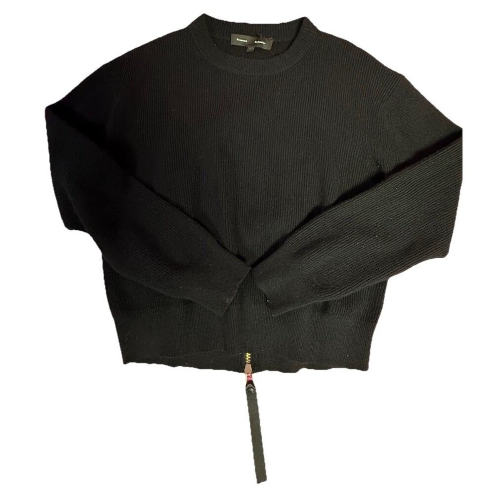 proenza schouler black wool cashmere sweater with trendy back zipper detail sz m